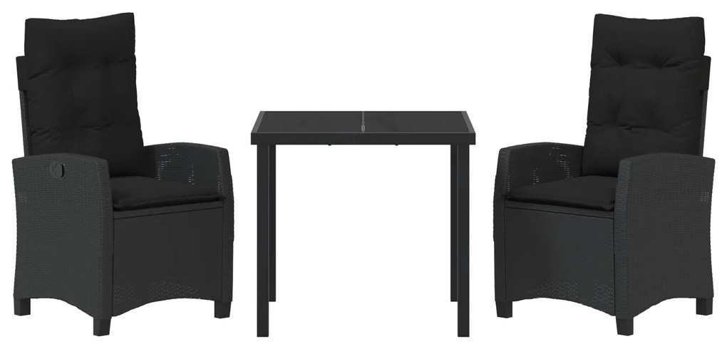 Conjunto de Jantar de Jardim 3 Peças com Almofadas - Rattan Sintético