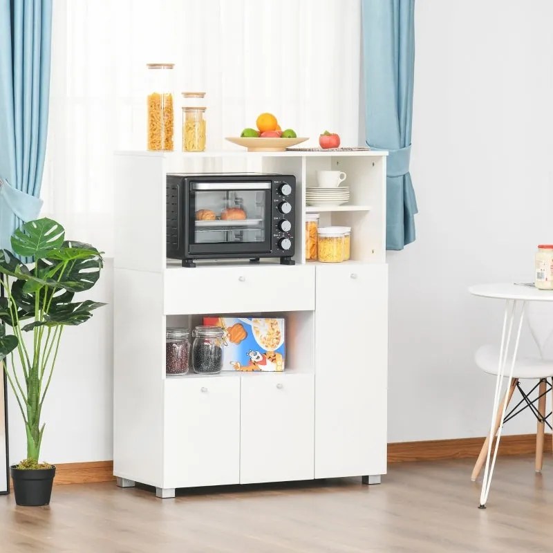 Aparador Auxiliar "Gourmet" de Cozinha - 100x45x130 cm - Branco - Desi