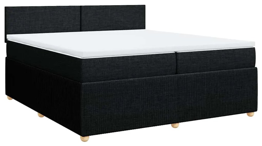 Cama com molas/colchão 200x200 cm tecido preto
