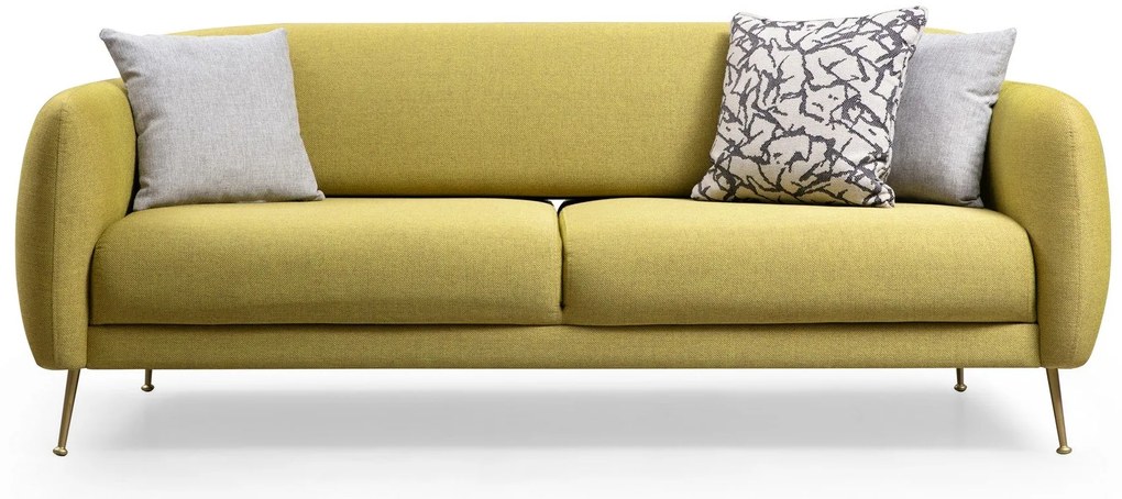 Sofá-cama de 3 lugares Sevilla – Amarelo – 214 cm x 98 cm x 85 cm