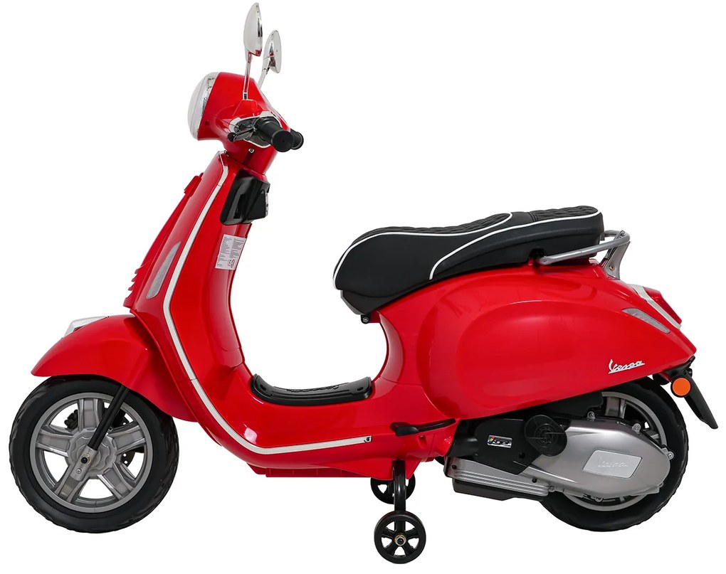 Vespa eletrica para crianças 12V ROMA, Rodas Espuma EVA, assento couro ecológico Vermelha