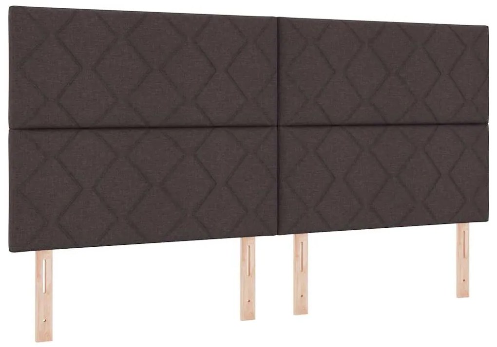 Cama Box Spring com Colchão e Banco Marrom Escuro 200x200 cm Tecido