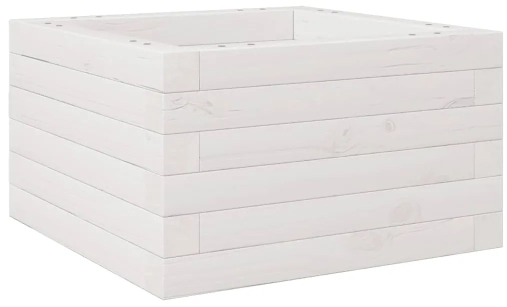 Vaso/floreira de jardim 40x40x23 cm madeira pinho maciça branco