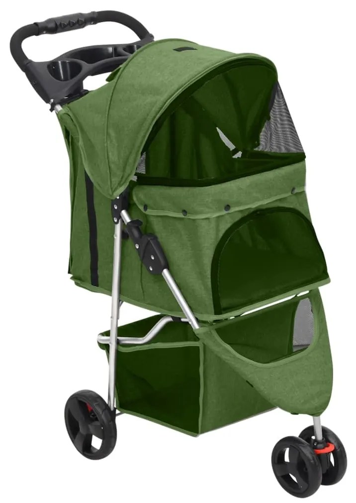 Carrinho dobrável para cães 80x46x98 cm tecido oxford verde