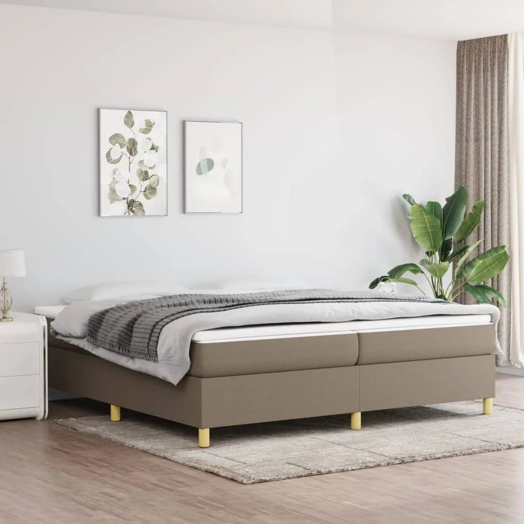 vidaXL Estrutura de cama com molas 200x200 cm tecido cinzento-acastanhado