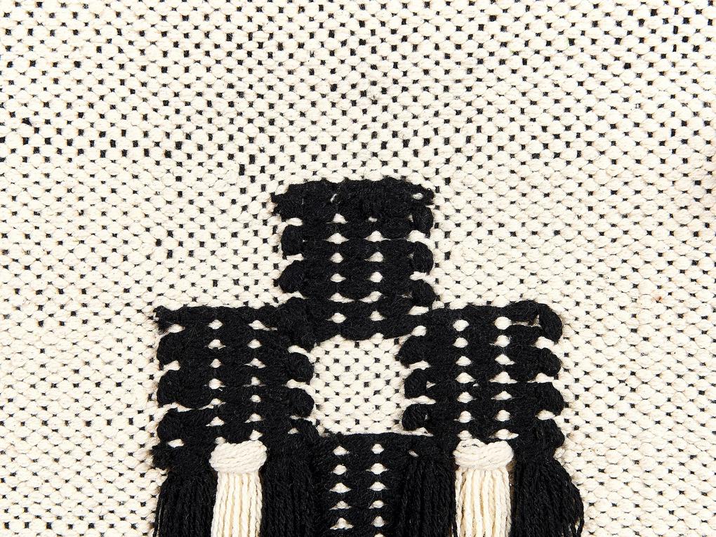 Decoração de parede em algodão creme e preto com borlas LARKANA Beliani