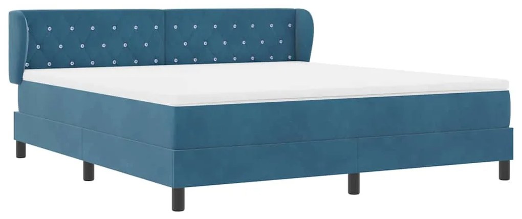 Cama Box Spring vidaXL com Colchão Azul Escuro 180x200 cm Veludo