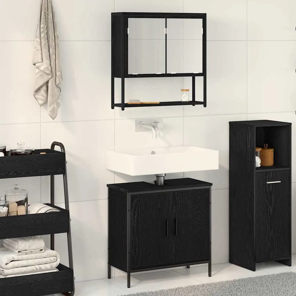 vidaXL Conjunto de Móveis para Banheiro 2 pcs Preto 60 x 30 x 60 cm