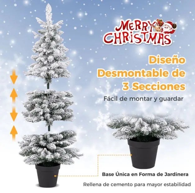 Árvore de Natal artificial com neve de 150 cm pré-iluminada com 249 ramos 120 luzes LED 8 modos de iluminação Verde e branca