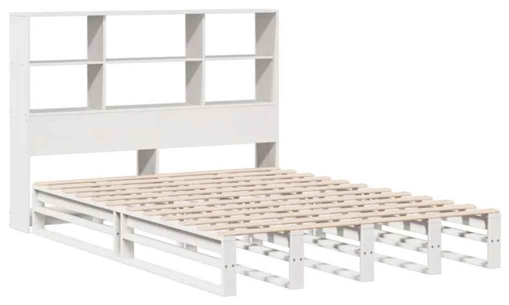 Cama com estante sem colchão 120x190 cm madeira maciça branco