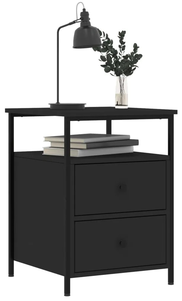 Conjunto de 2 Mesas de Cabeceira - Preto - 44x45x60 cm