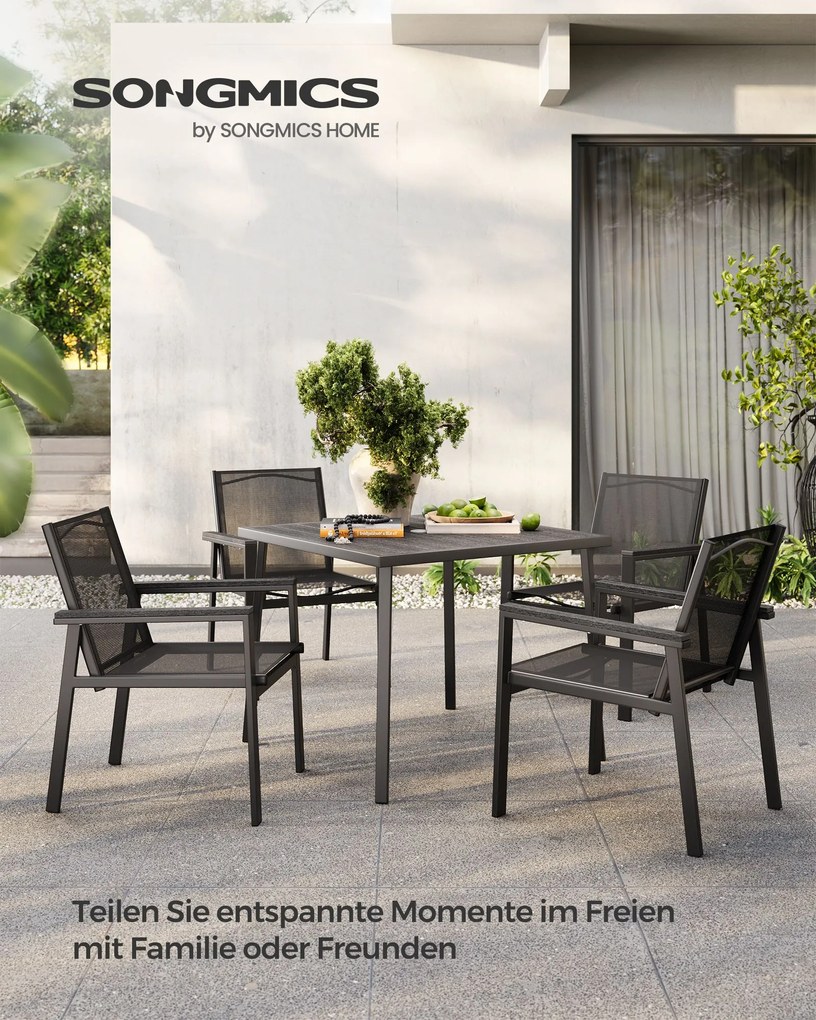 Conjunto de móveis de jardim 4 cadeiras com mesa Antracite Cinza-Preta