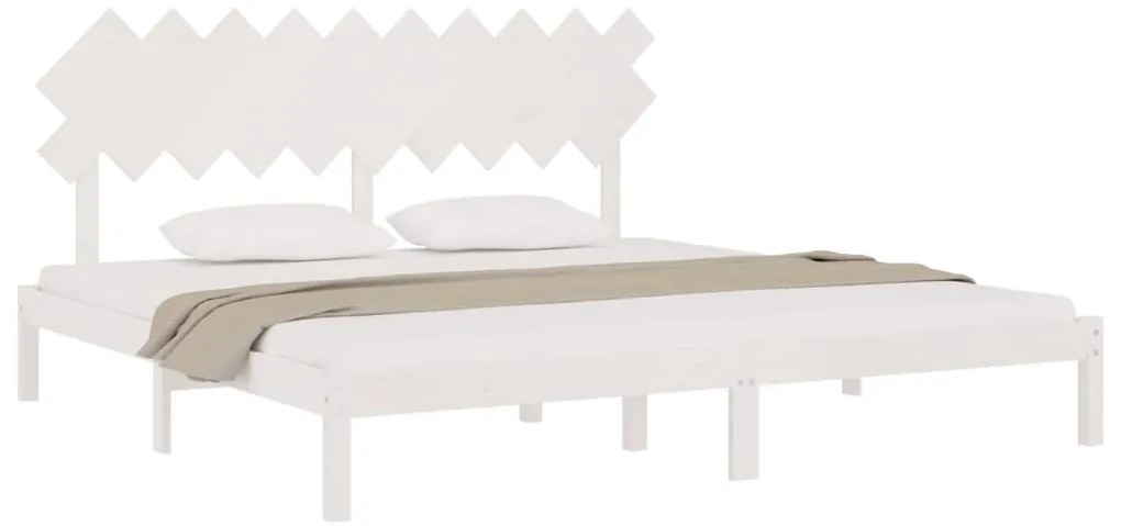 Estrutura de cama 200x200 cm branco madeira maciça