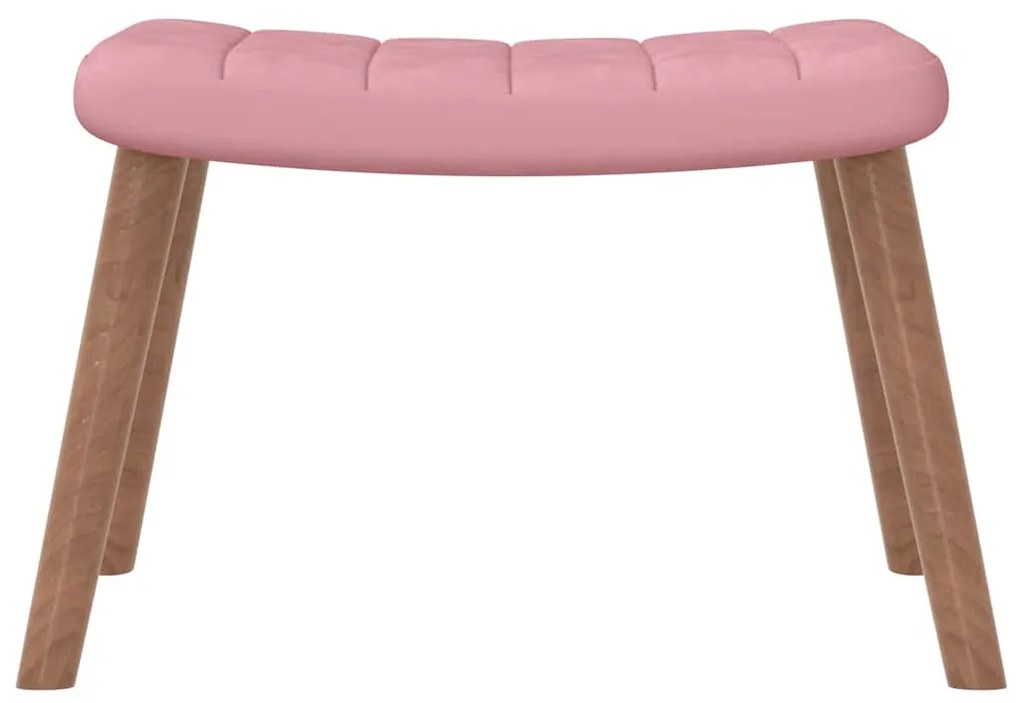 Cadeira de descanso com banco veludo rosa