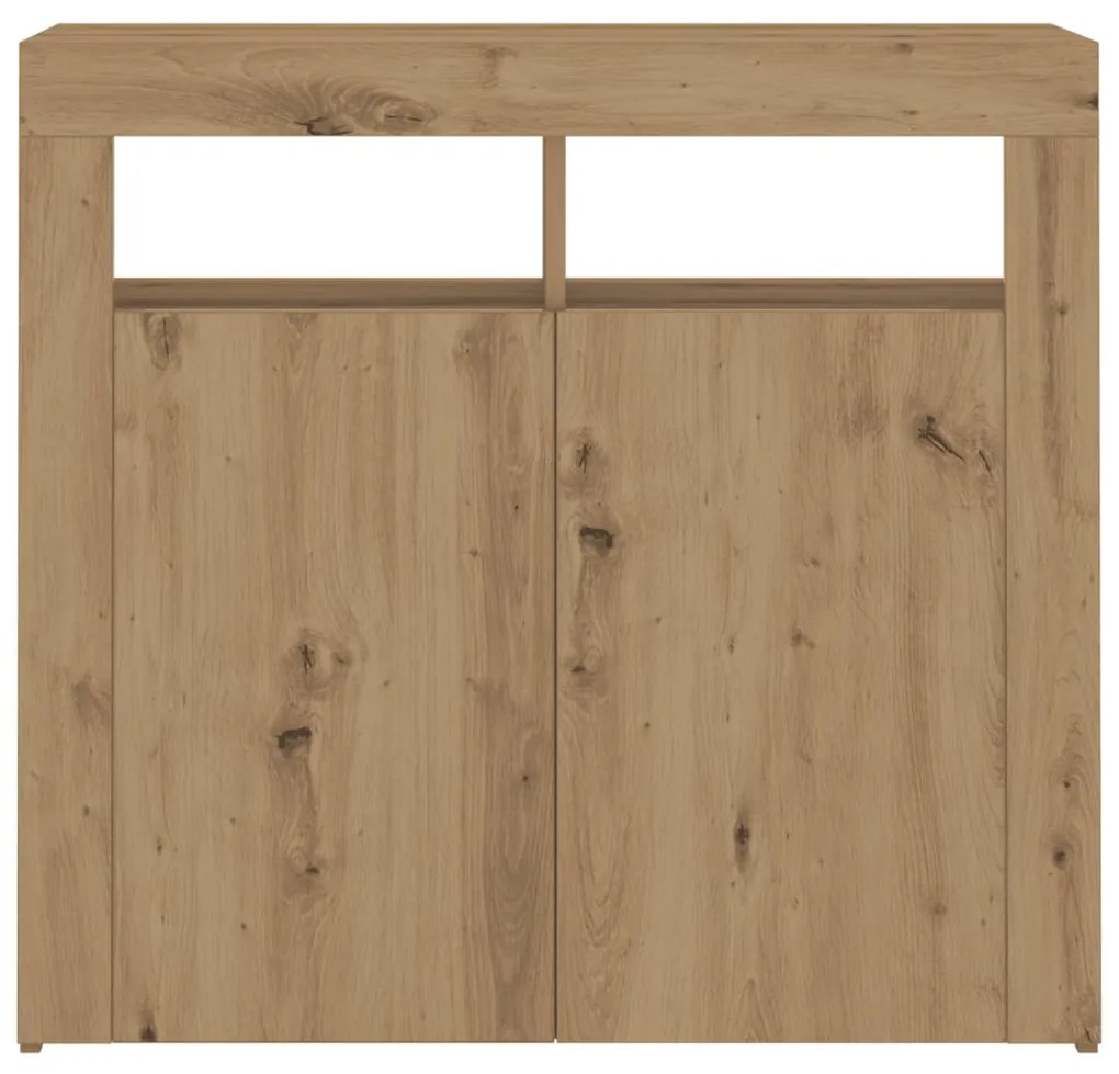 Aparador com LED 80x35x75 cm deriv. madeira carvalho artisiano
