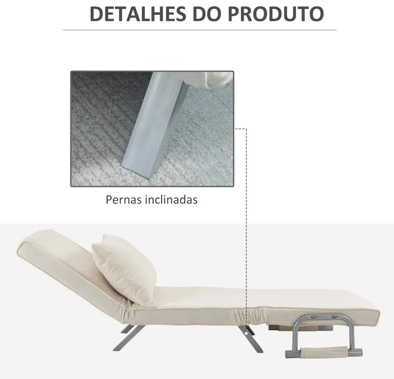 Sofá Cama Individual Poltrona Cama Individual Sofá Reclinável com Almo