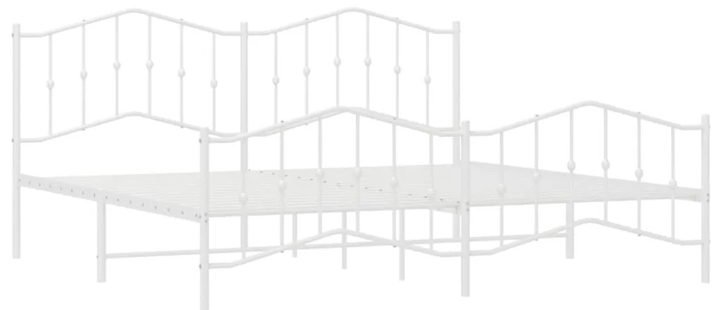 Estrutura de cama com cabeceira e pés 200x200 cm metal branco