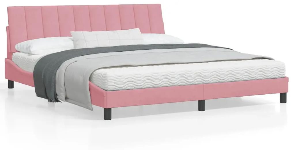 3207866 vidaXL Estrutura de cama c/ cabeceira 180x200 cm veludo rosa
