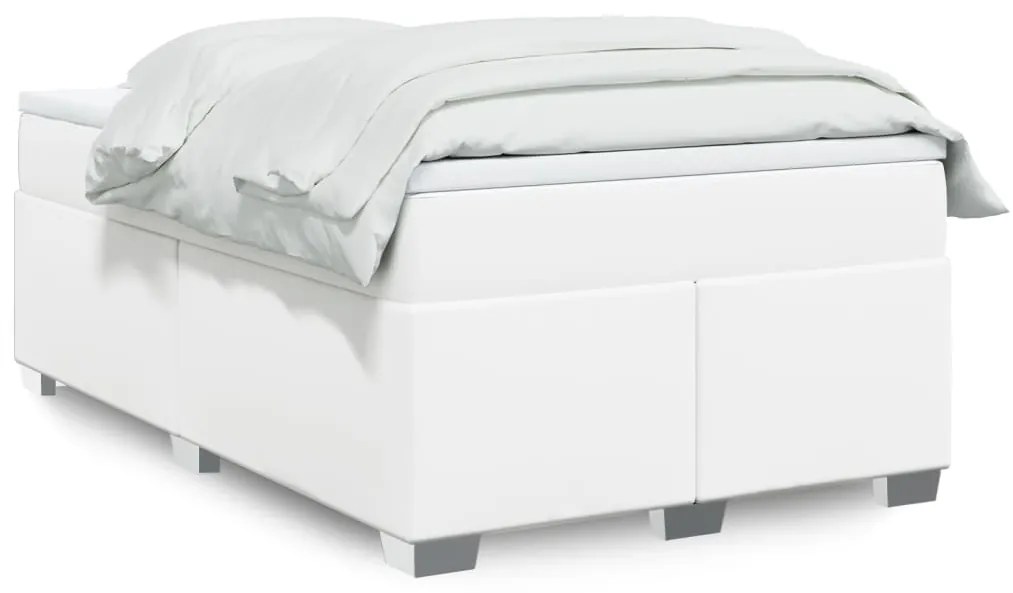 Cama boxspring com colchão 120x190 cm couro artificial branco