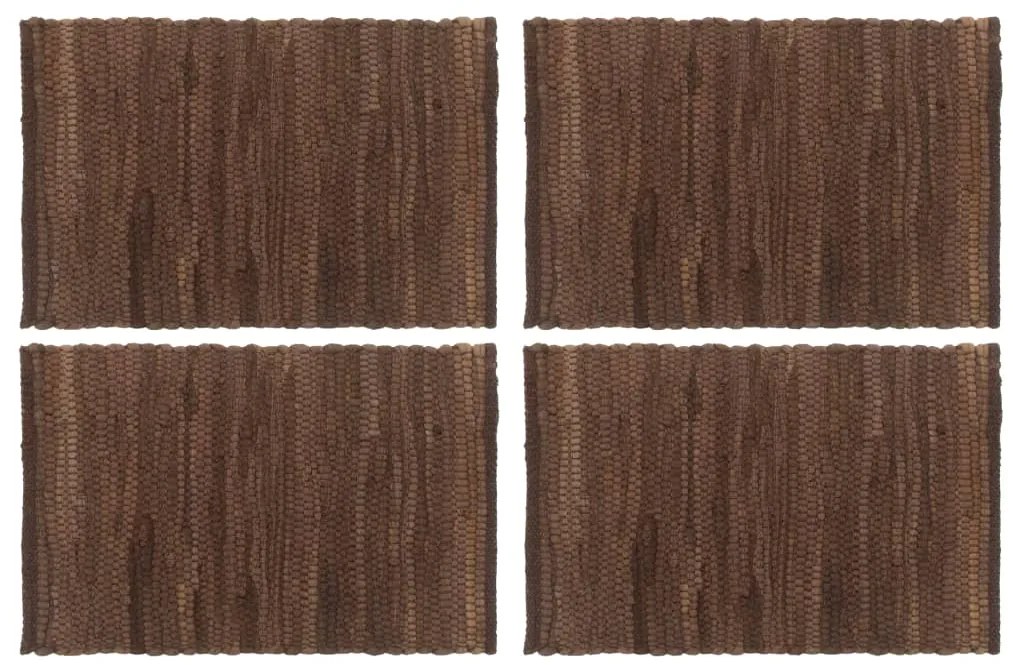 vidaXL Individual de mesa 4 pcs chindi algodão liso 30x45 cm castanho