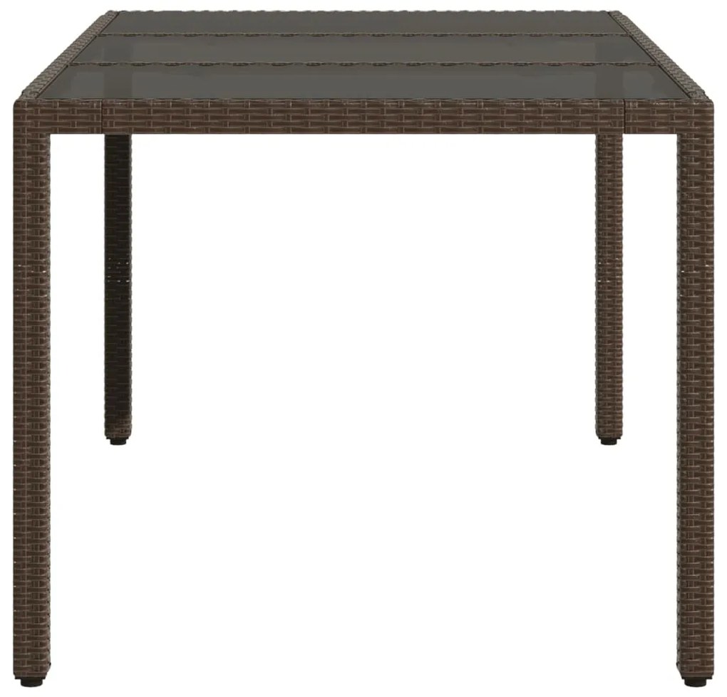 Mesa de jardim com tampo de vidro 150x90x75 cm vime PE castanho