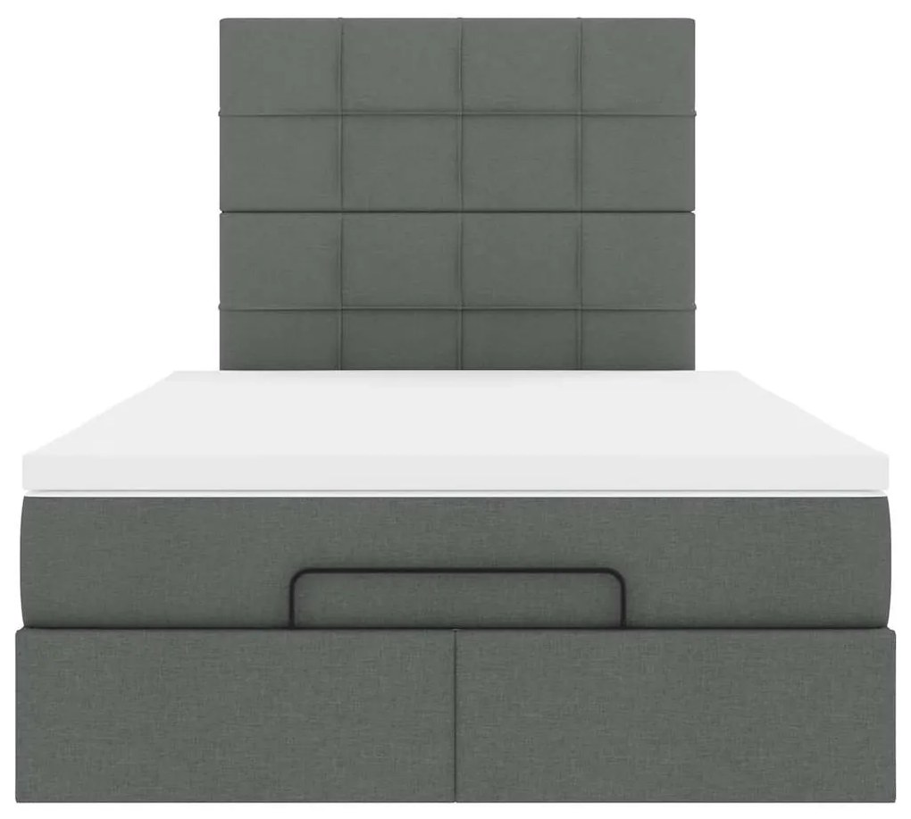 Estrutura cama otomana colchão 120x200cm tecido cinzento escuro