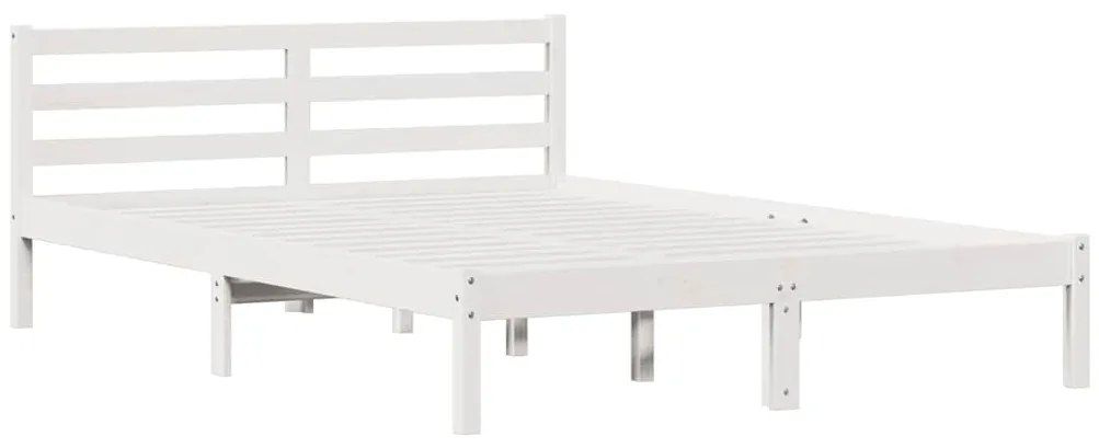 Cama com Cabeceira vidaXL Branca 140x220 cm Madeira Sólida Pinus