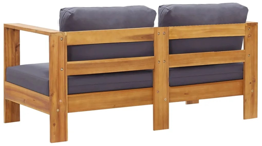 Banco jardim c/ almofadões 140cm madeira acácia maciça cinzento