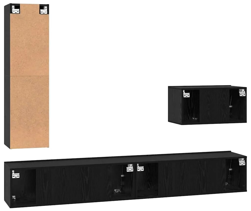 Conjunto de móvel de TV 4 pcs Carvalho Preto 30.5 x 30 x 110 cm