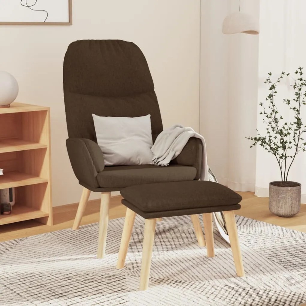vidaXL Cadeira de descanso com banco tecido castanho