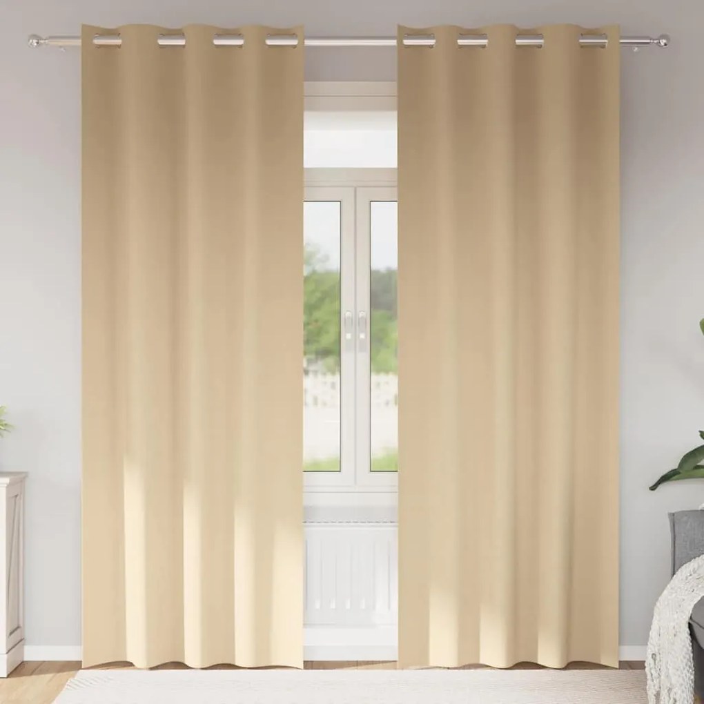 vidaXL Cortinas Blackout com Argolas 2 pcs Creme 260 x 140 cm