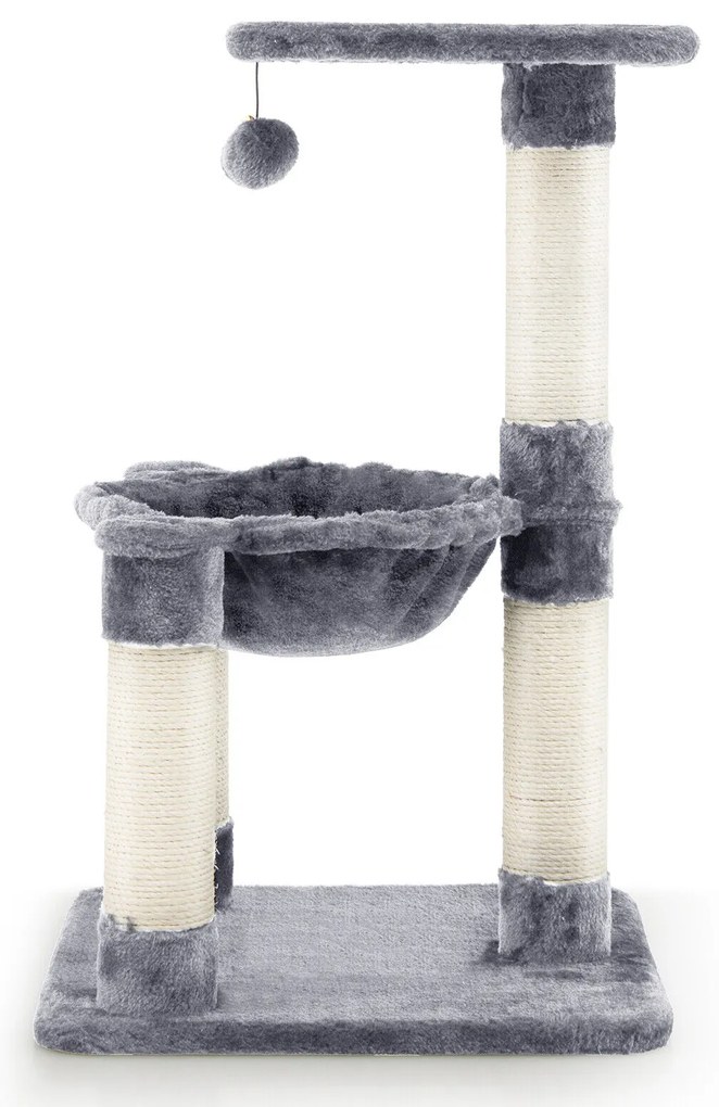 Torre de escalada para gatos 4 em 1 com poleiro macio e base acolchoada - bege