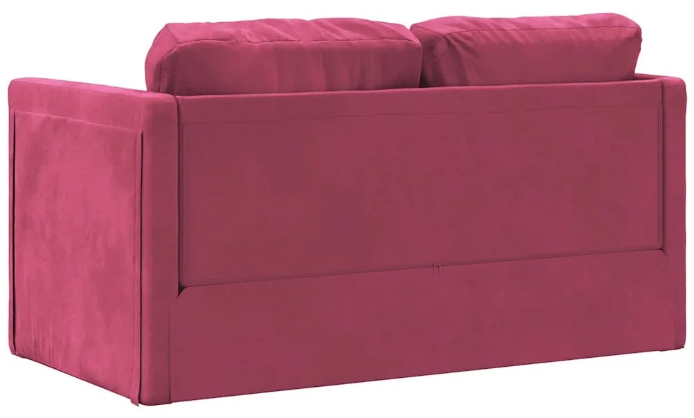 Sofá-cama sem pés 122x204x55 cm veludo vermelho tinto