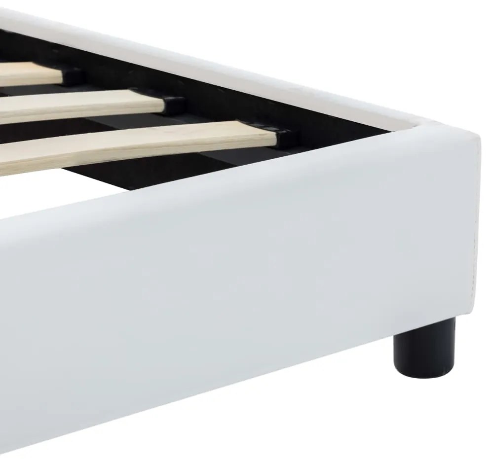 Estrutura de cama 140x200 cm couro artificial branco