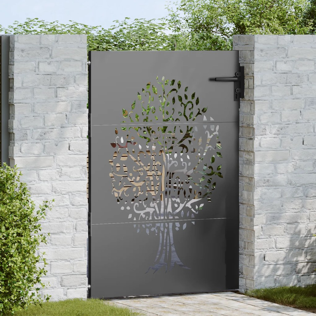 vidaXL Portão de Jardim Preto 100 x 125 cm Aço com Revestimento em Pó