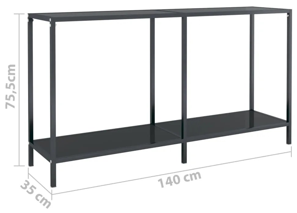 Mesa consola preto 140x35x75,5 cm vidro temperado