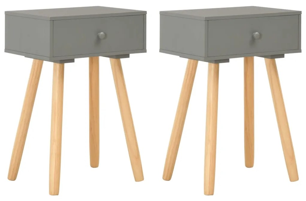 vidaXL Mesas de cabeceira 2 pcs pinho maciço cinzento
