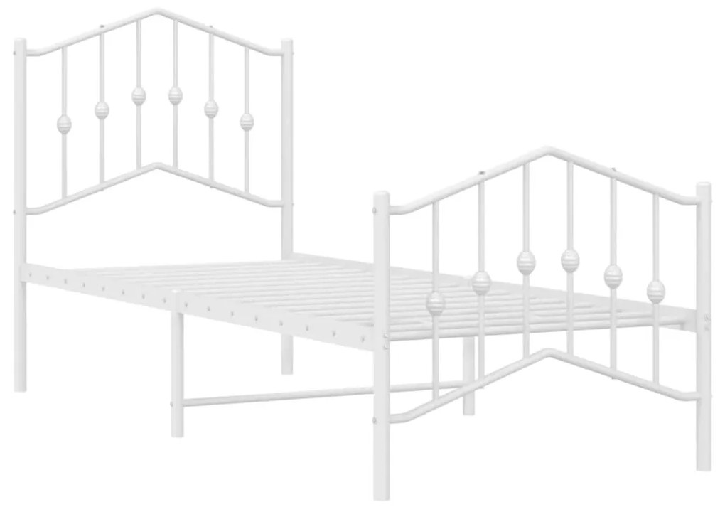 Estrutura de cama com cabeceira e pés 75x190 cm metal branco