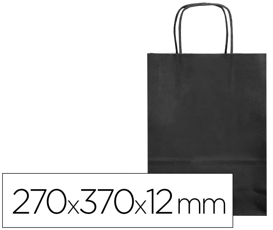 Saco de Papel Basika Celulose Preto M com Asa Torcida 270x370x12 mm