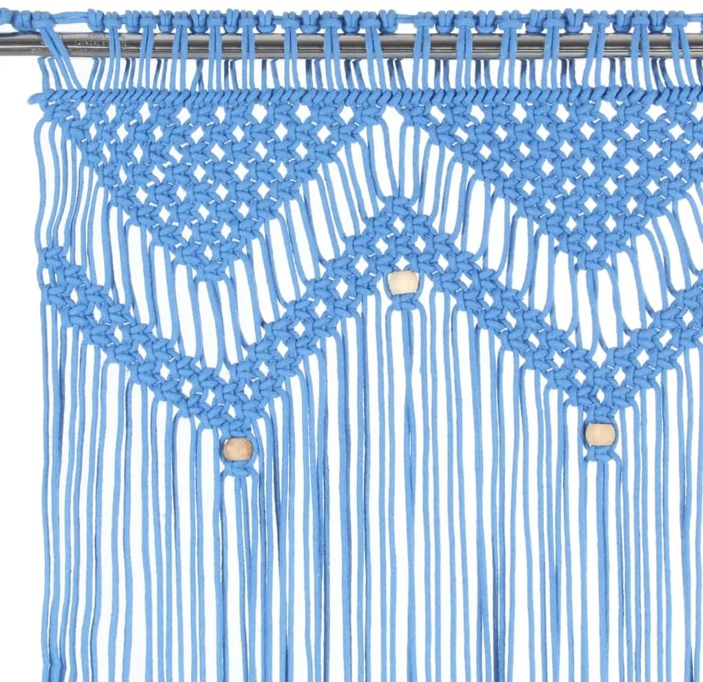 Cortina macramé 140x240 cm algodão azul