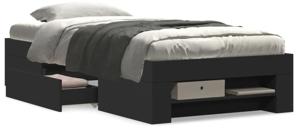 Estrutura de cama 100x200 cm derivados de madeira preto