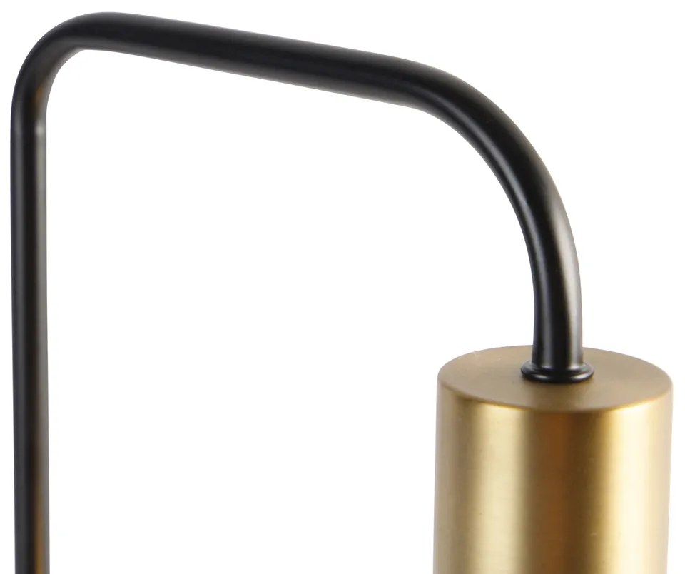 LED Candeeiro de mesa inteligente preto com dourado e vidro fumê incl. Wi-Fi A60 - Zuzanna Design