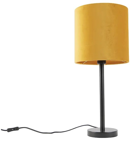 Candeeiro de mesa Art Déco preto com cúpula amarela 25 cm - Simplo Moderno