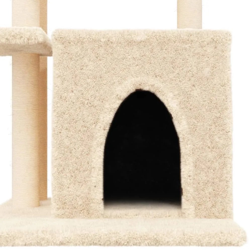 Árvore para gatos c/ postes arranhadores sisal 83,5 cm creme