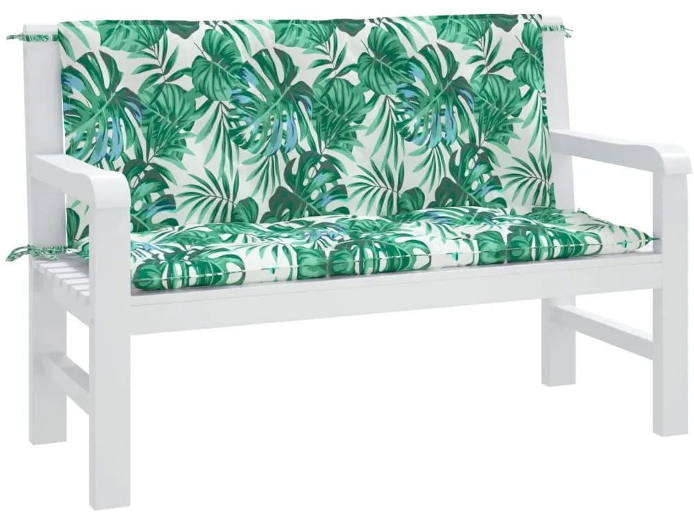 Almofadões banco jardim 2 pcs 120x50x7 cm oxford padrão folhas
