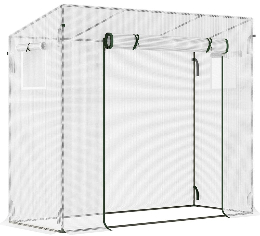 Outsunny Estufa de Jardim Pequena Estufa de Exterior com Janelas e Estrutura de Aço Estufa de Cultivo 200x76x168 cm Branco