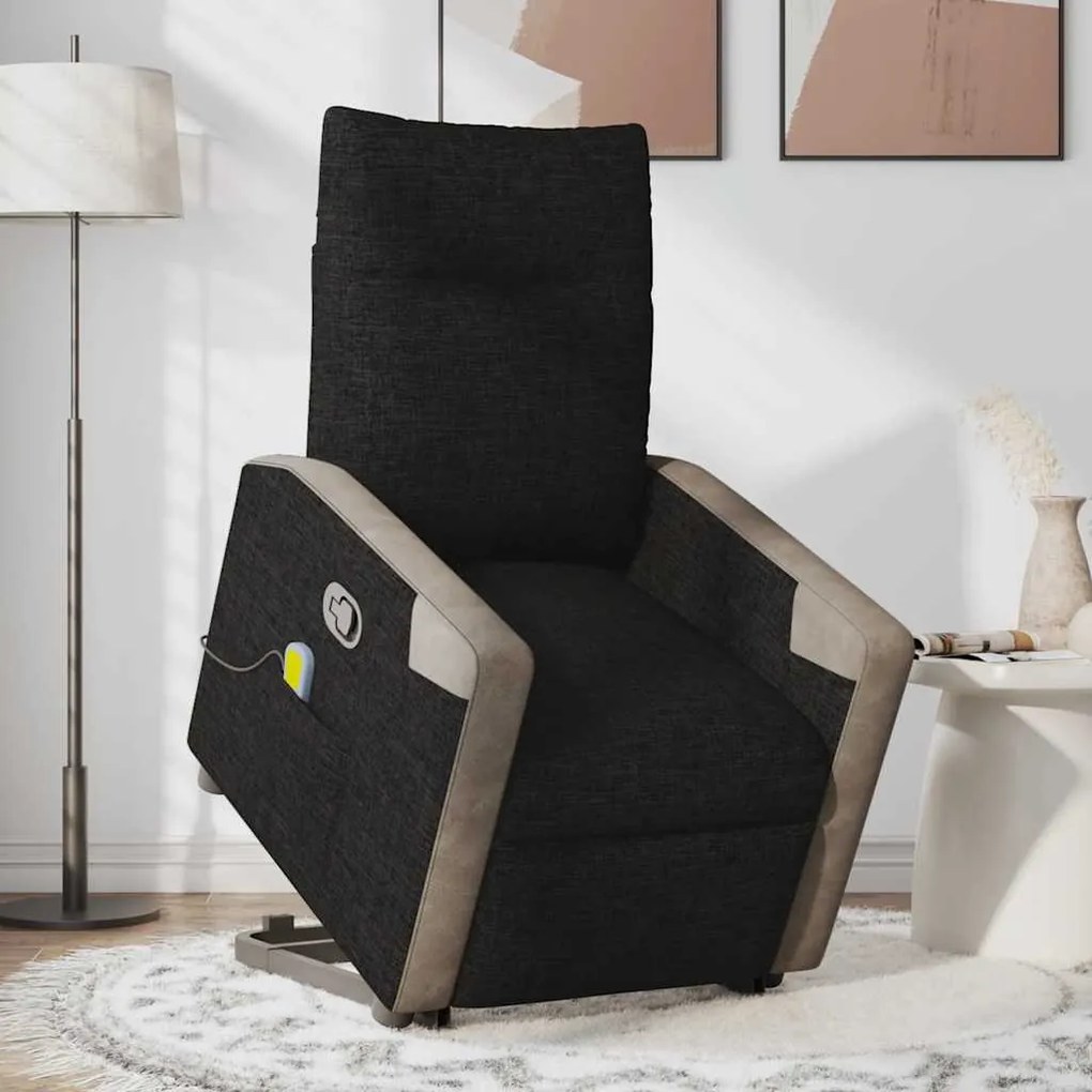 Poltrona de massagens reclinável elevatória tecido preto