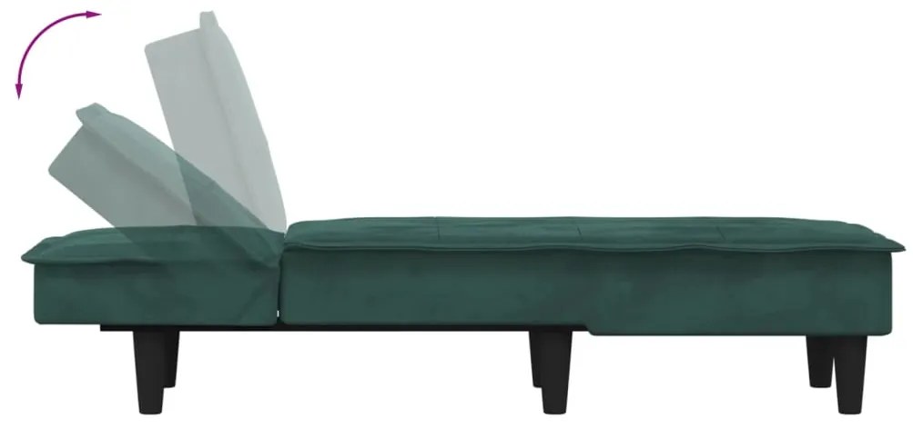 Chaise longue veludo verde-escuro