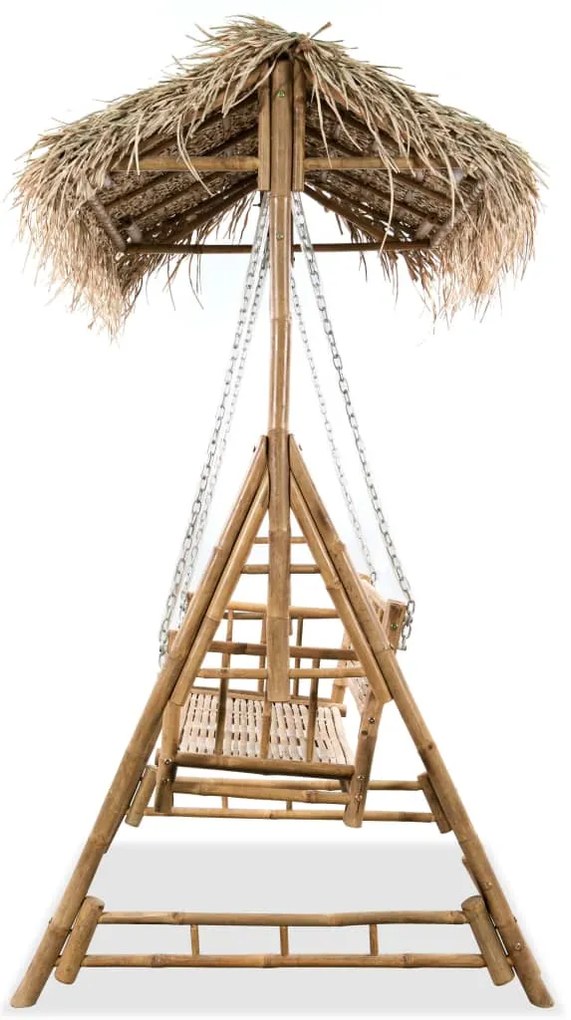 Banco de baloiçar 2 lugares bambu c/ folhas de palmeira 202cm