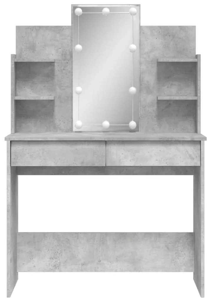 Toucador com luzes LED 96x40x142 cm cinzento cimento
